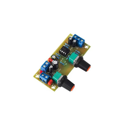 Single power supply 10-24V super dynamic bass boost front stage board for car audio on a green FR-4 PCB.