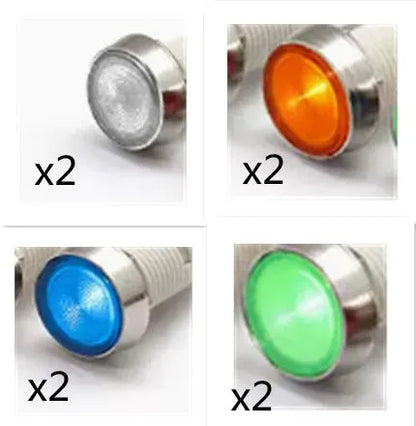 10mm stainless steel edge plastic indicator light with wire flat end metal terminals in multiple colour options