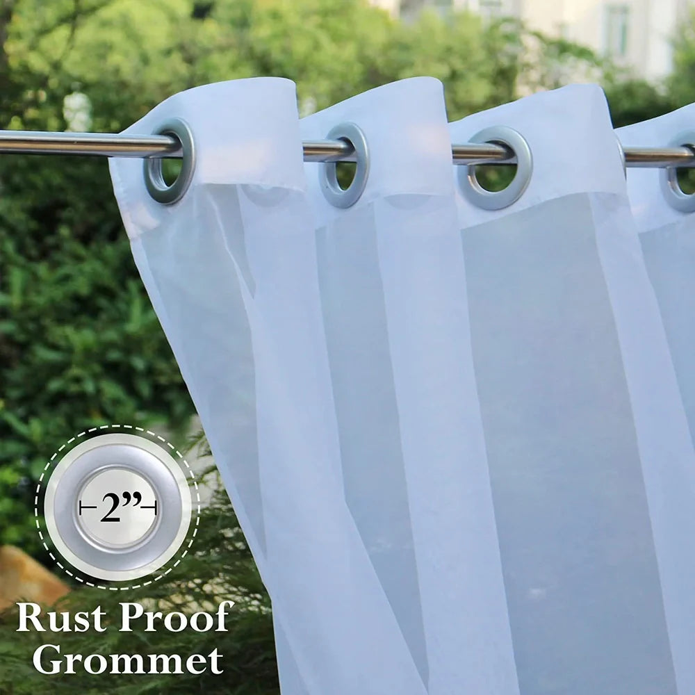 White opaque waterproof outdoor curtain measuring 132cm × 213cm for balcony privacy and sun protection