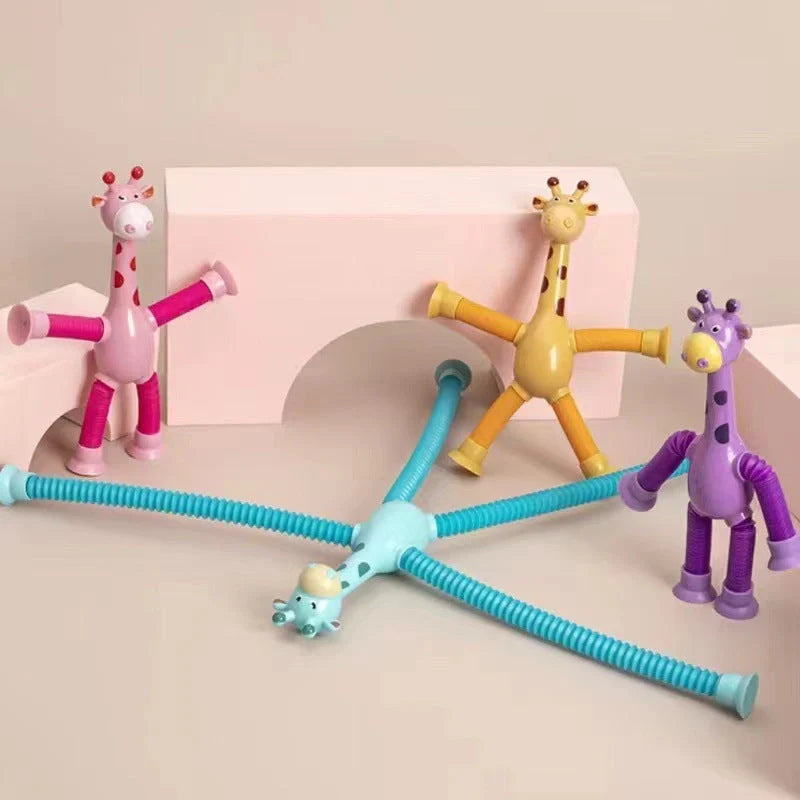 Giraffe Tubes Sensory Toys in various colors, stretchable fidget toy for stress relief
