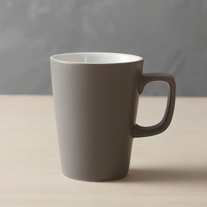 Creative office mug with handle in black, grey, khaki or light grey with enamel coating