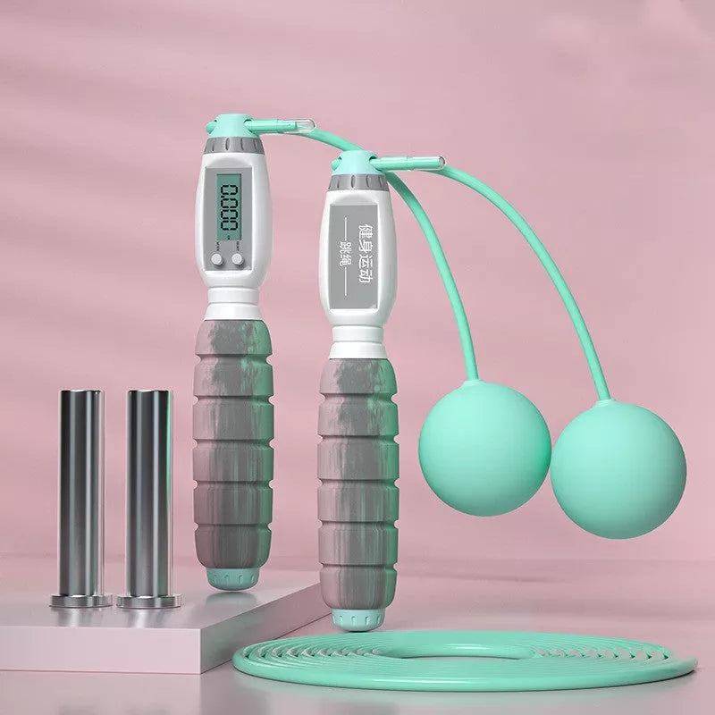 Intelligent counting jump rope with adjustable length and optional weight ball for fitness training