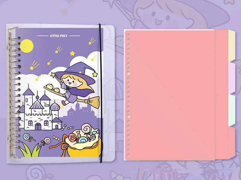 Refillable notebook with detachable decorative cover and replaceable paper core in B5 size