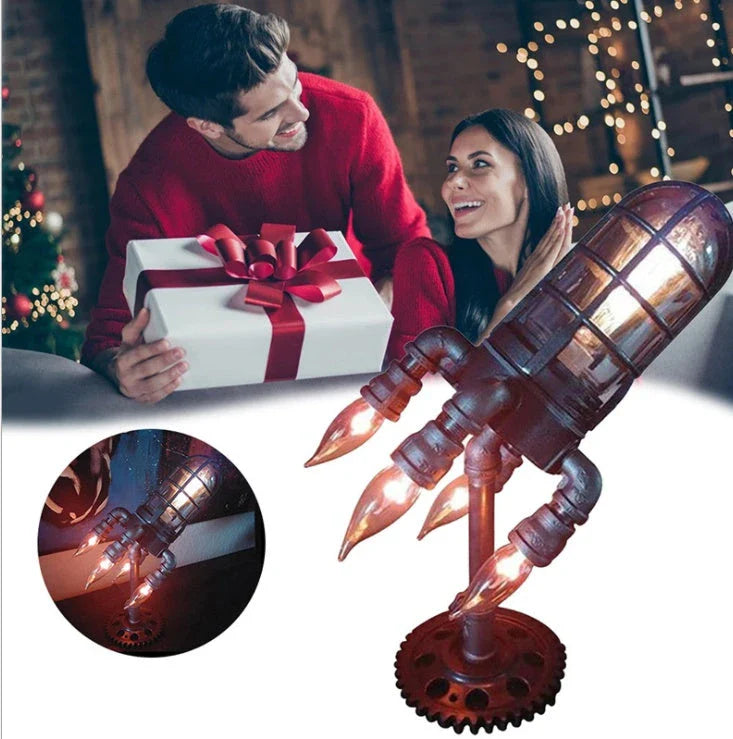 Retro Steampunk Rocket Night Light with a sleek, captivating design that adds vintage-inspired charm to any room