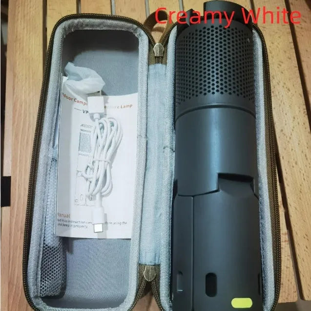 Portable LED camping lantern in off white or dark gray colour with button switch