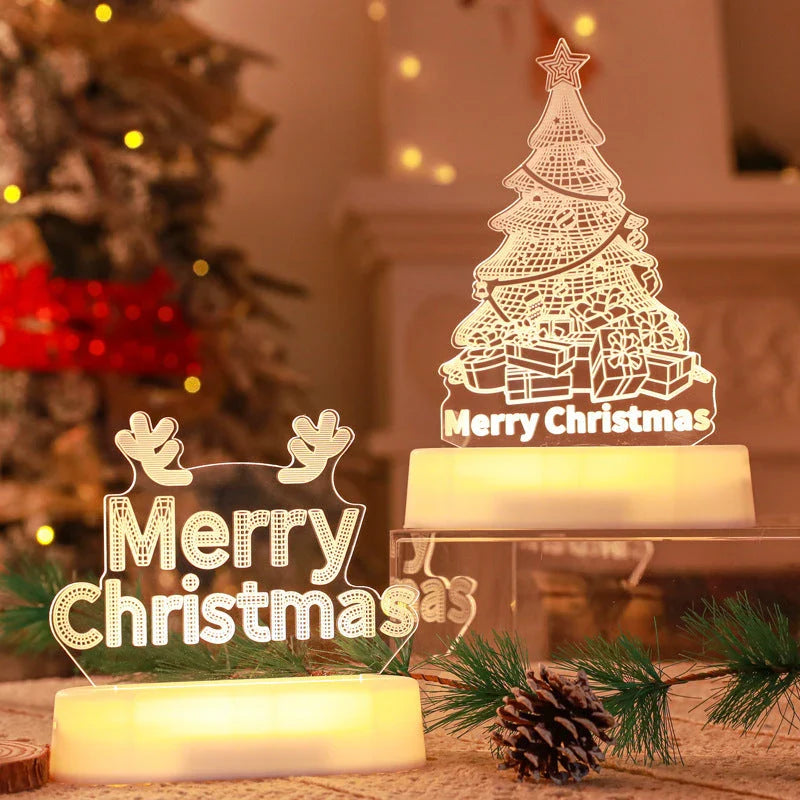 Cozy 3D acrylic LED Christmas lamp with festive holiday designs for warm, inviting décor