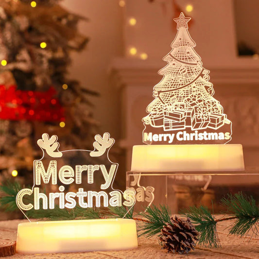 Cozy 3D acrylic LED Christmas lamp with festive holiday designs for warm, inviting décor