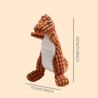 Durable grey, green, and orange dog toy with sound for biting and boredom relief.