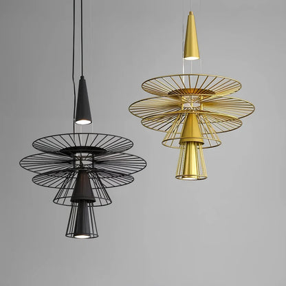 Black iron canteen pendant light with LED illumination for 5-10 square metre rooms