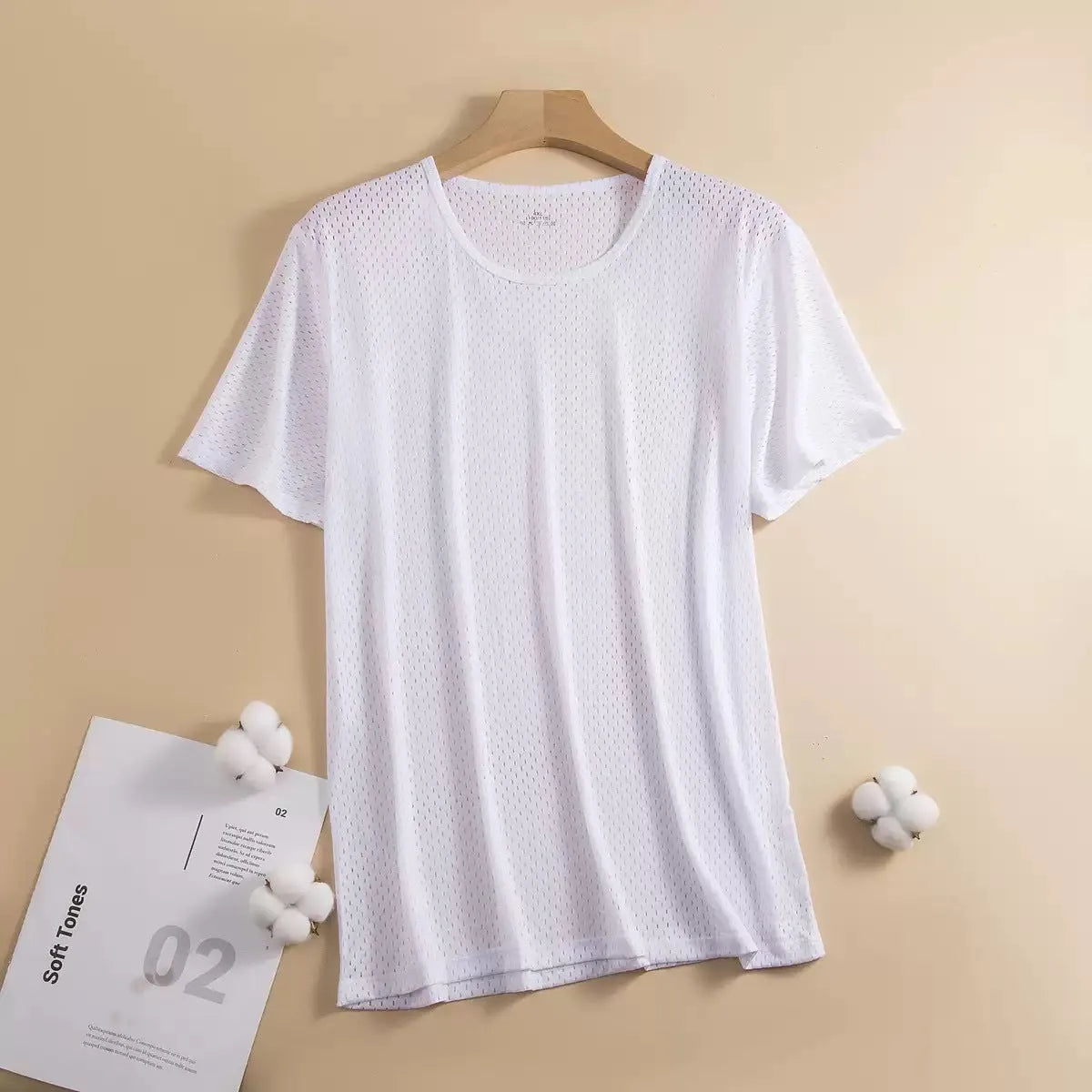 Men's loose fit ice silk short sleeve t-shirt in black, shown in a front view.