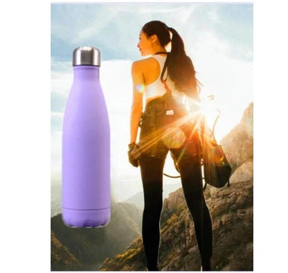 Stainless steel vacuum insulated water bottle with rubber painted surface in various colors