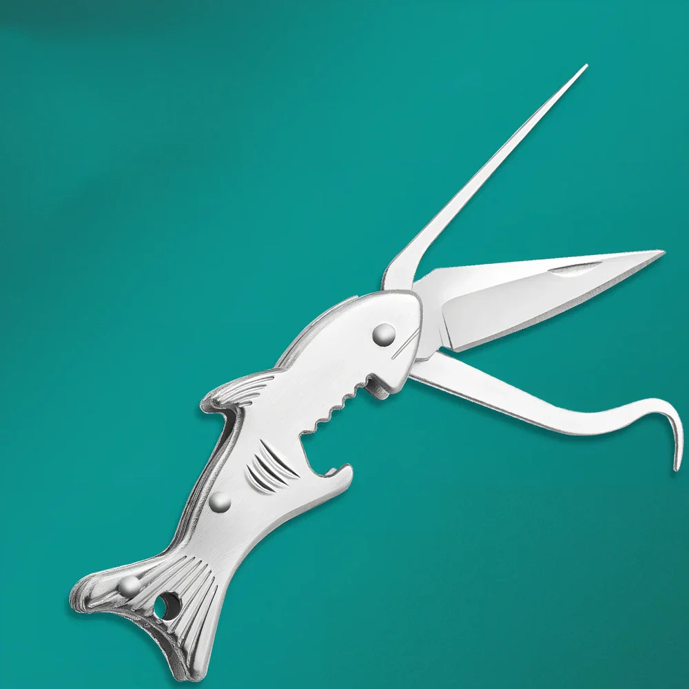 304 stainless steel toothpick knife with non-slip grip showing 12cm length and integrated toothpick function