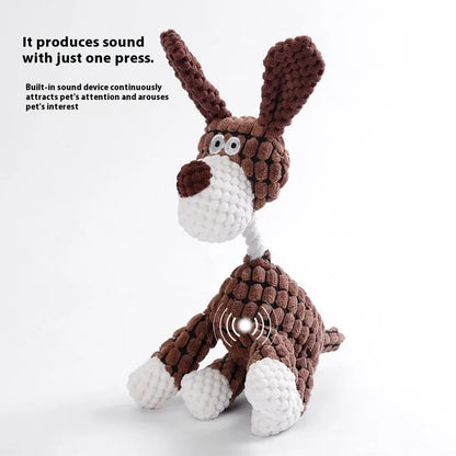 Bite-resistant plush puppy toy in various styles like rechargeable duck and plush donkey for teething relief