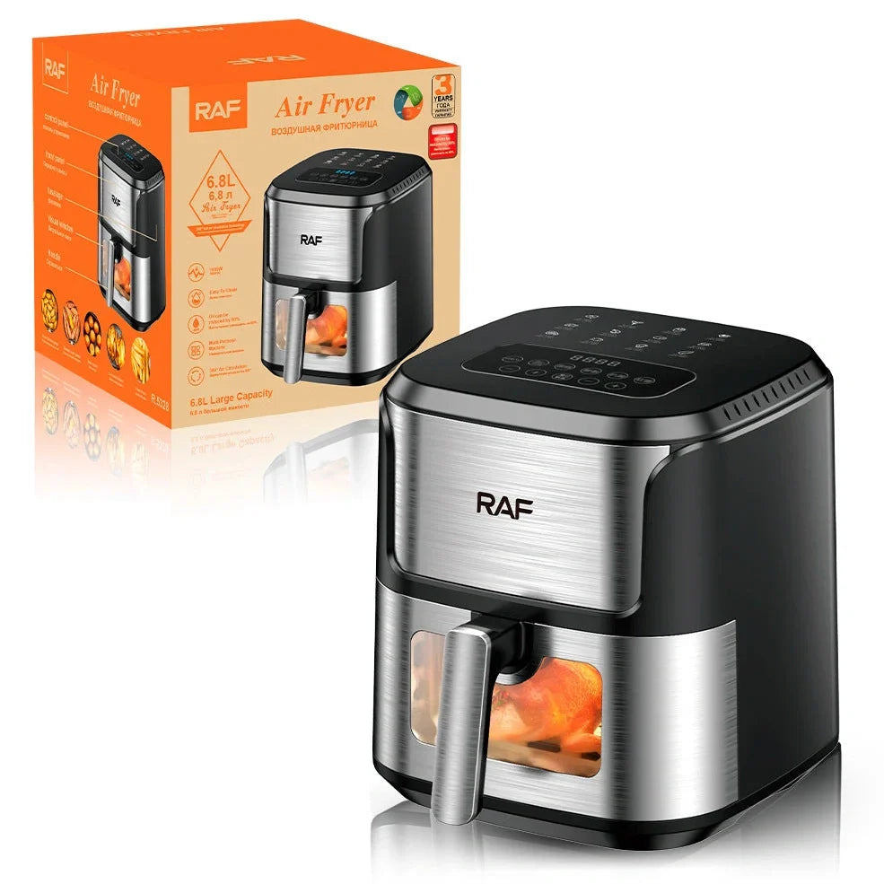 Multifunctional visual air fryer with transparent window and touch control panel