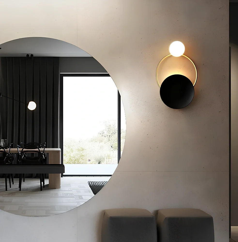 Post-modern ring wall lamp with Chinese antler design and 25mm iron construction