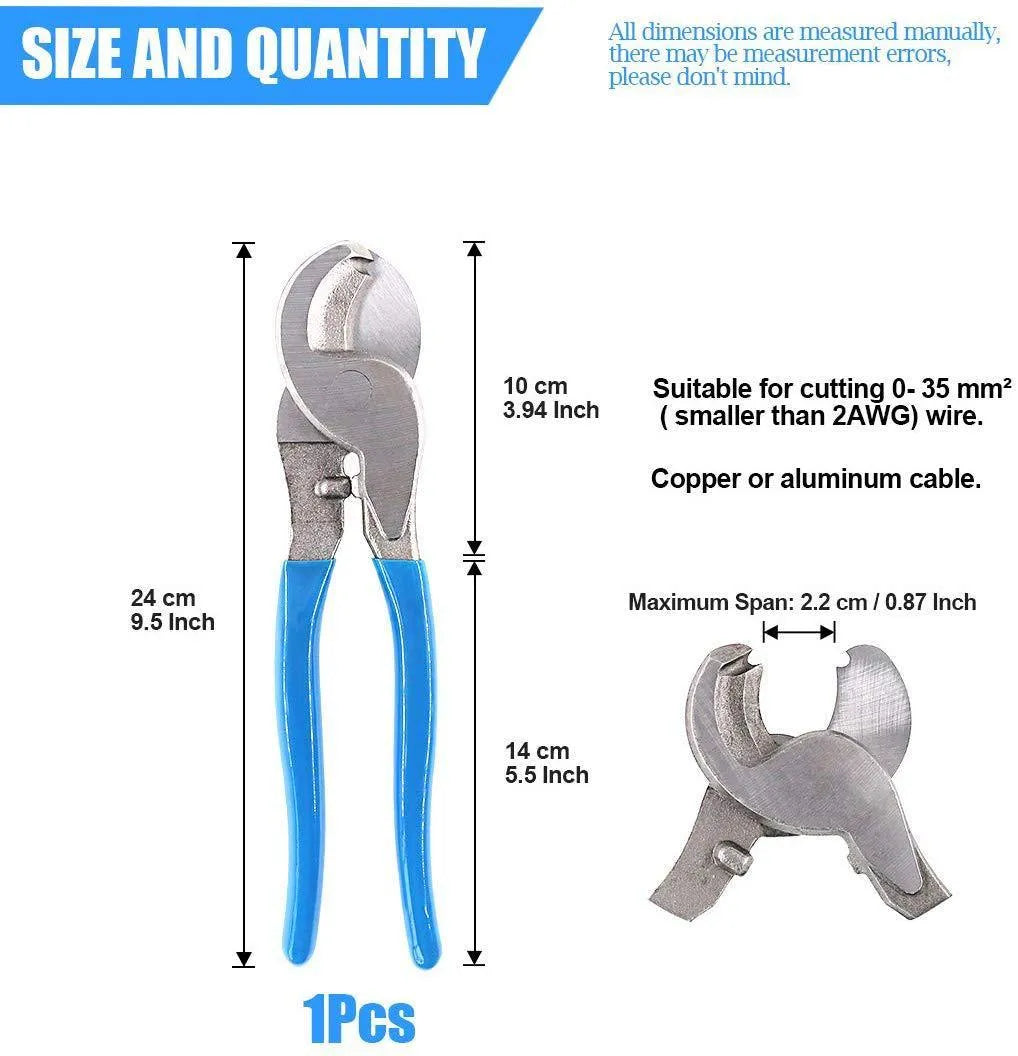 HX-50B crimping pliers with aluminium handle and integrated cable cutter for electrical terminal connections