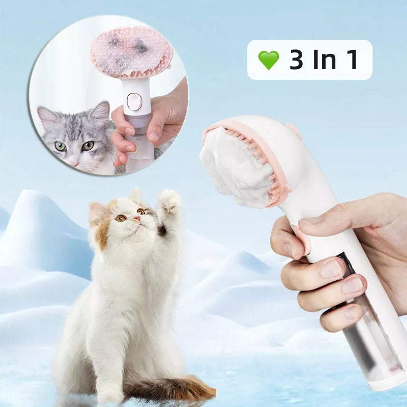 3-in-1 Pet Steam Brush with adjustable comb for effective hair removal and cleaning