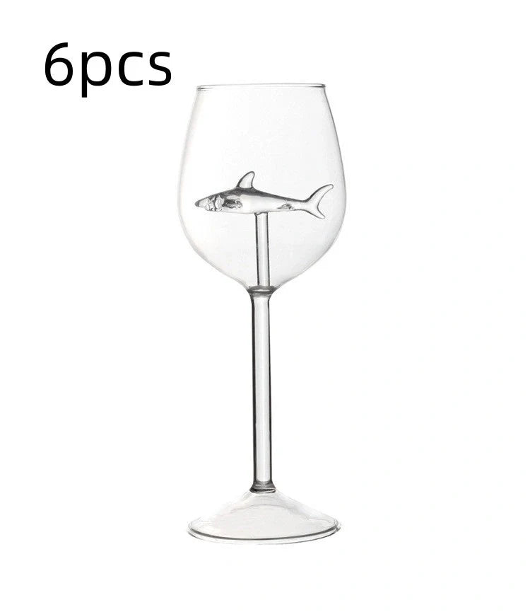 Crystal shark red wine glass with rotating design, lead-free, 300ml capacity