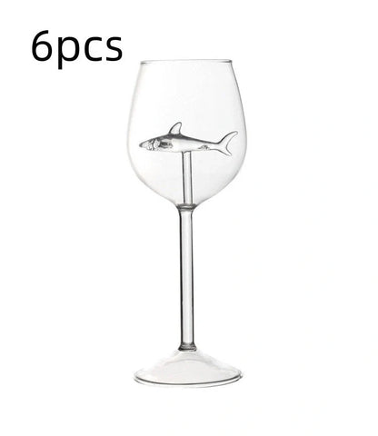 Crystal shark red wine glass with rotating design, lead-free, 300ml capacity