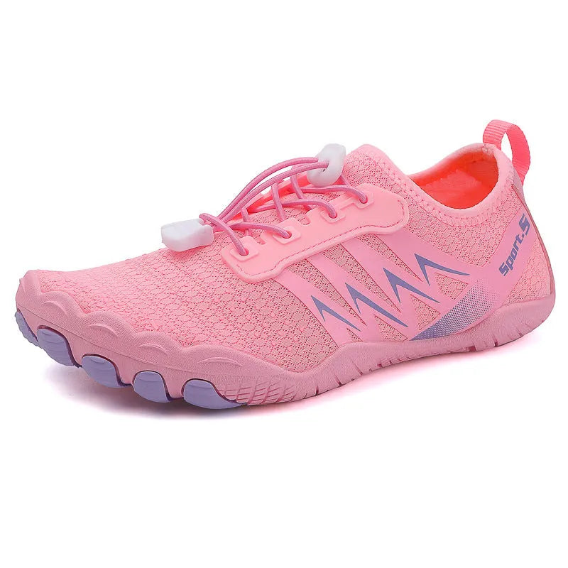 Quick-drying river tracing shoes in apricot colour with mesh upper and rubber sole