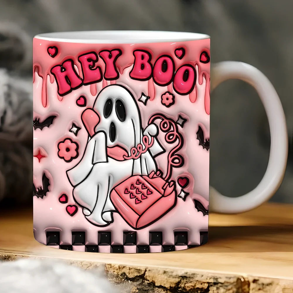 Halloween pumpkin design ceramic coffee mug with 350ml capacity and porcelain construction