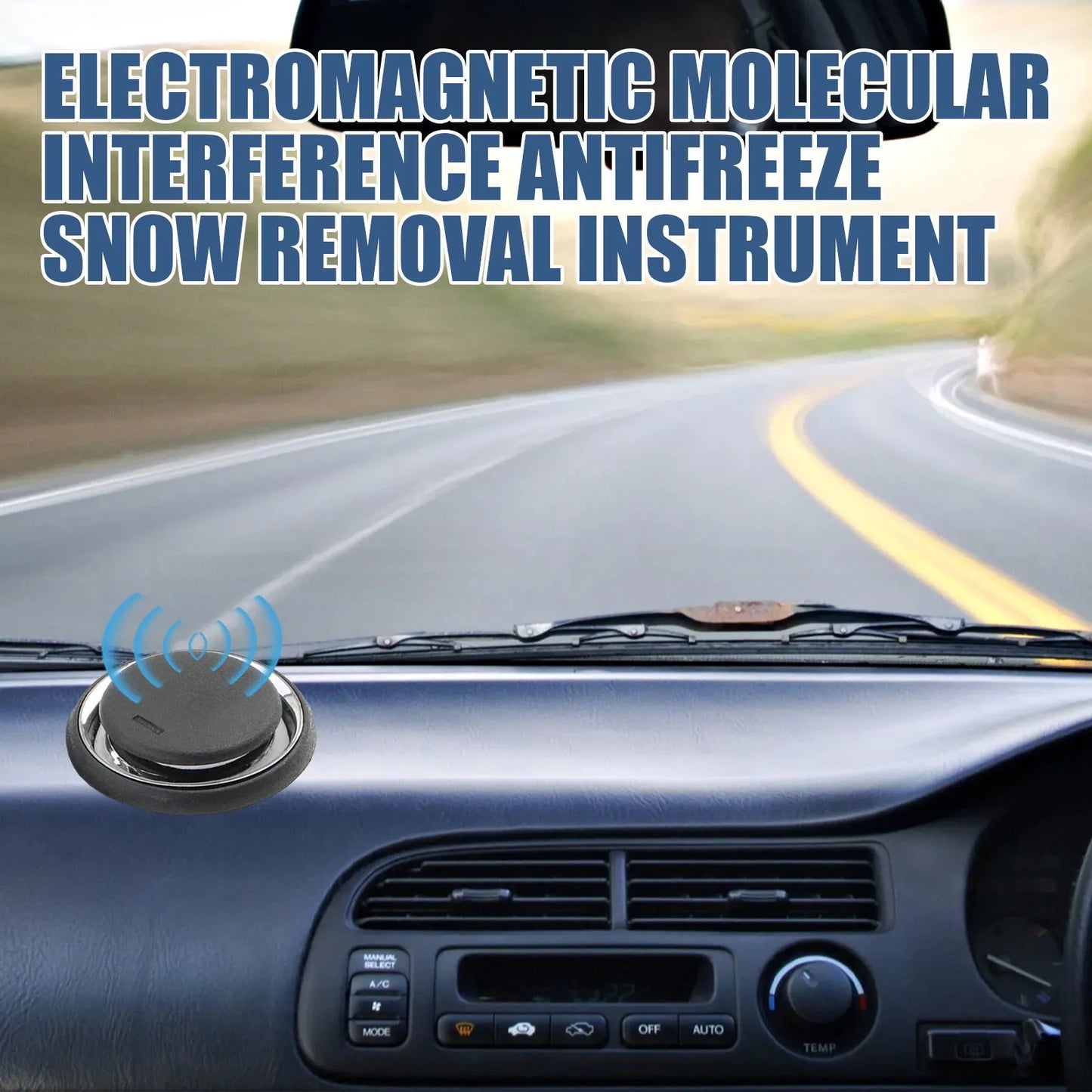 Black portable chemical car deicing instrument for melting snow and ice on windscreens.