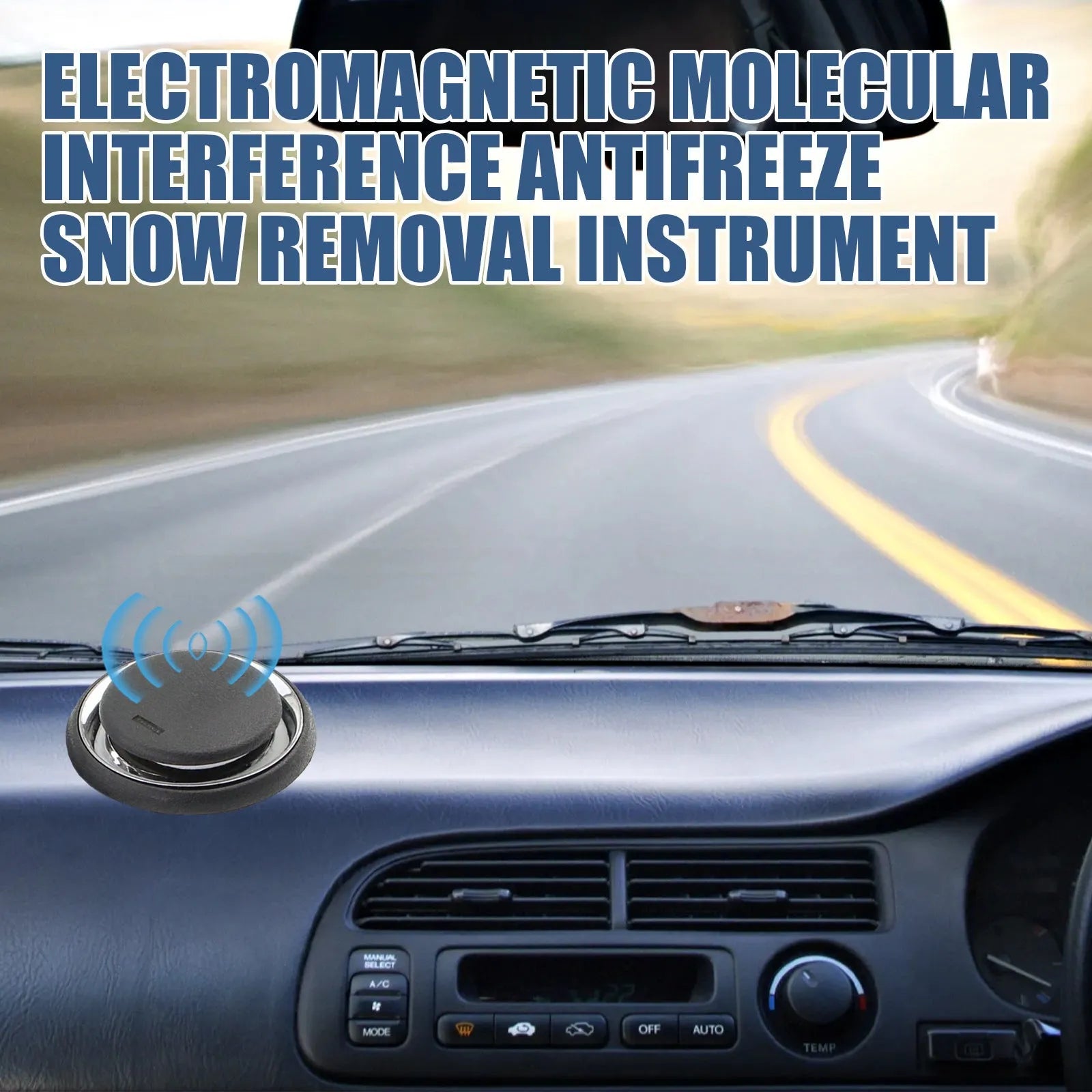 Black portable chemical car deicing instrument for melting snow and ice on windscreens.
