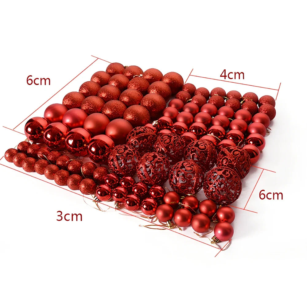 100 Christmas matte decorative balls in 12 colours including champagne, lake blue and rose red