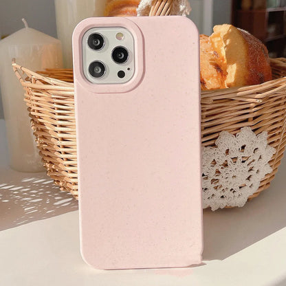 Wheat straw biodegradable phone case for Apple iPhone showing natural fibre texture and colour options