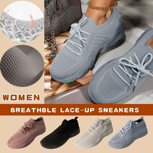 Stylish knit sneakers in various colors for active women, featuring a lightweight, breathable, and comfortable design.