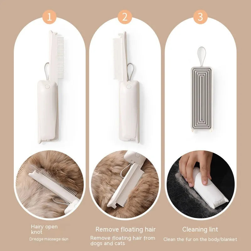 Pet grooming brush for dogs and cats in ABS plastic with bristles for removing loose hair and detangling