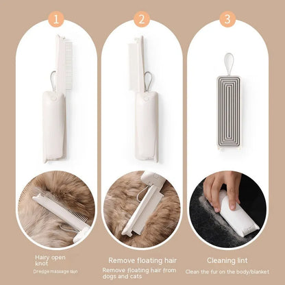 Pet grooming brush for dogs and cats in ABS plastic with bristles for removing loose hair and detangling