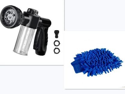 Green high-pressure foam spray gun with adjustable nozzle for car and household cleaning