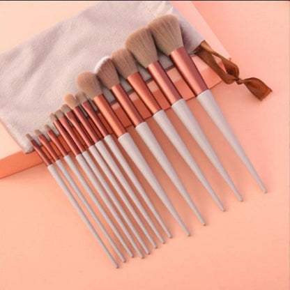 13-piece makeup brush set with soft artificial fibers for gentle application