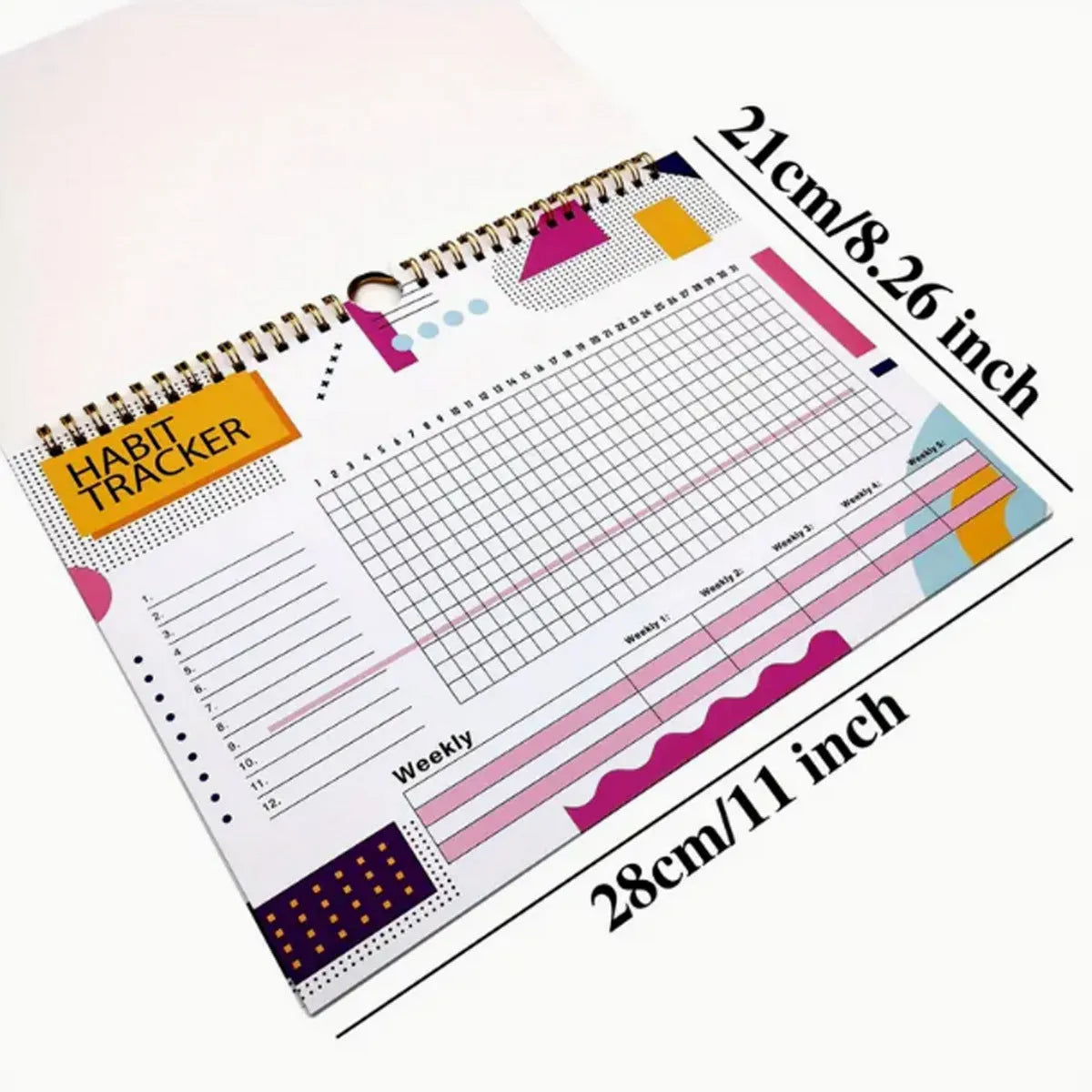 Habit tracking planning book in A4 size with multiple colour options