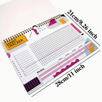 Habit tracking planning book in A4 size with multiple colour options