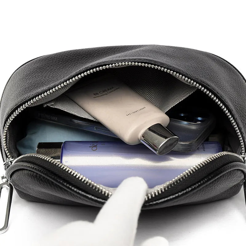 Women's soft PU leather messenger bag in saddle shape with crossbody strap and zip compartment