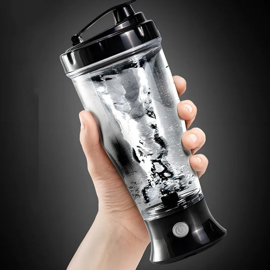 Mini automatic protein powder electric mixing cup in black, green, white, or orange colours