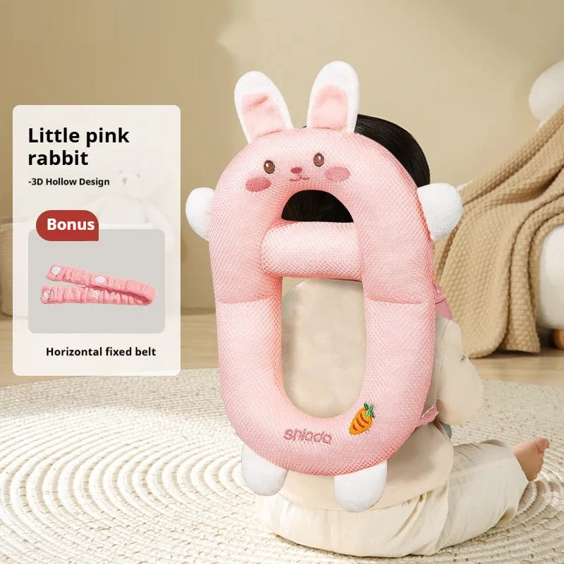 Cartoon animal themed anti-collision pillow for infant head and knee protection.