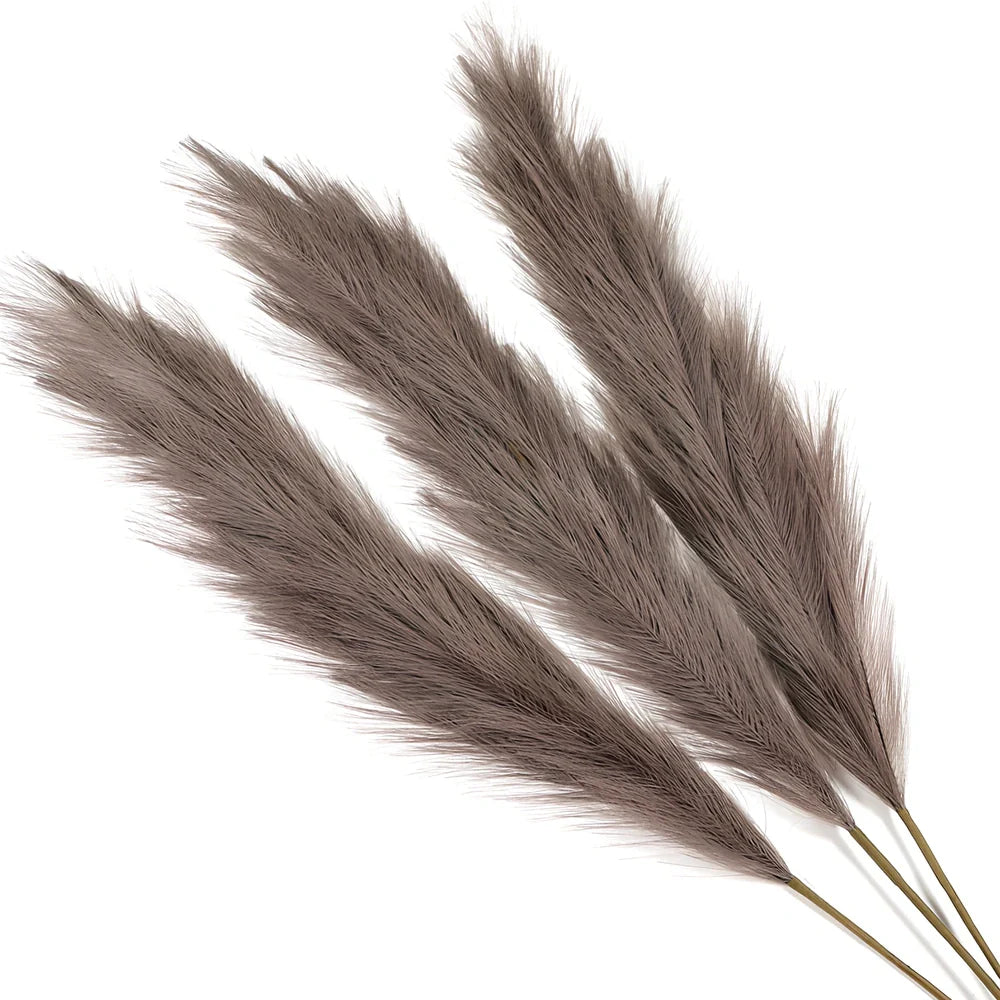 110cm long pampas simulation reed grass with 18 forks in dark grey colour, measuring 76cm hair length