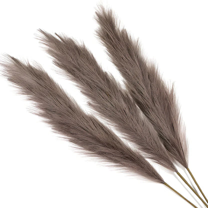 110cm long pampas simulation reed grass with 18 forks in dark grey colour, measuring 76cm hair length