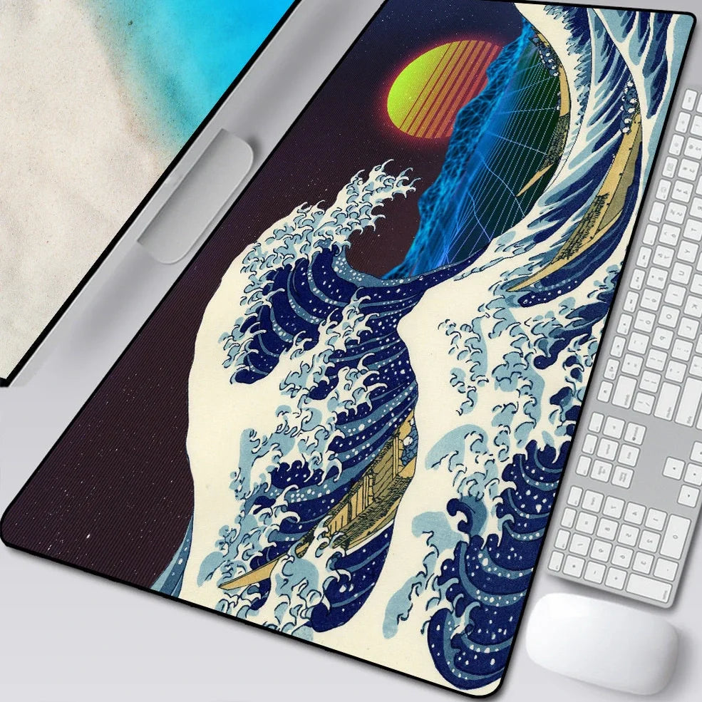 Natural rubber computer mouse pad with cloth surface and overlock edges in multiple size options