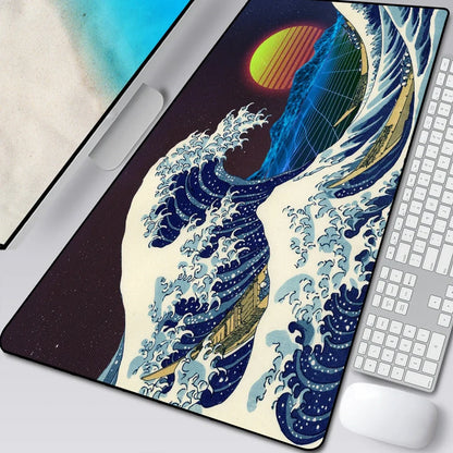 Natural rubber computer mouse pad with cloth surface and overlock edges in multiple size options