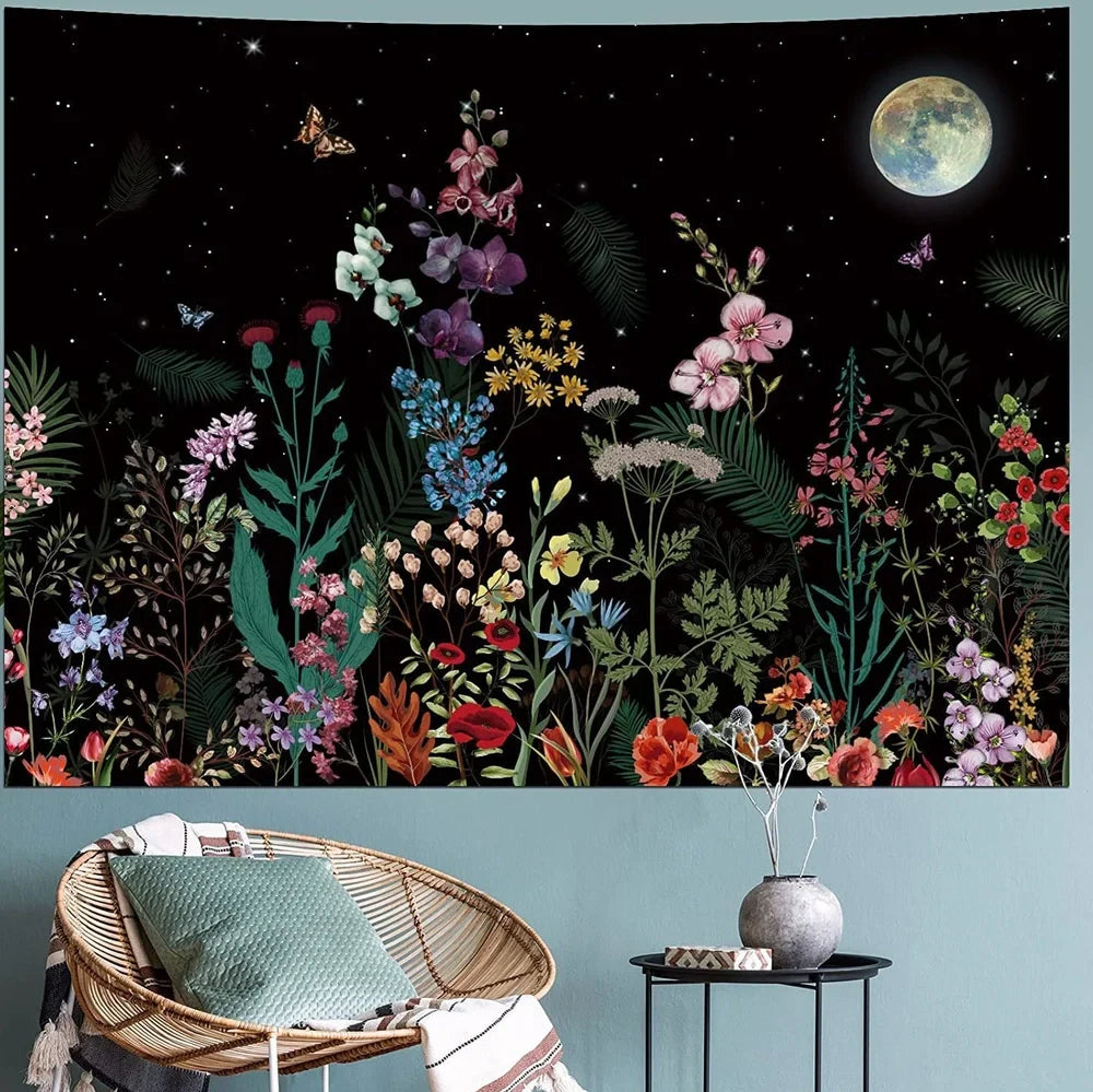 Brushed polyester wall tapestry showing texture detail and rectangular shape with size options from 95cm to 230cm