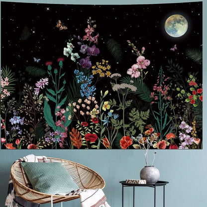 Brushed polyester wall tapestry showing texture detail and rectangular shape with size options from 95cm to 230cm