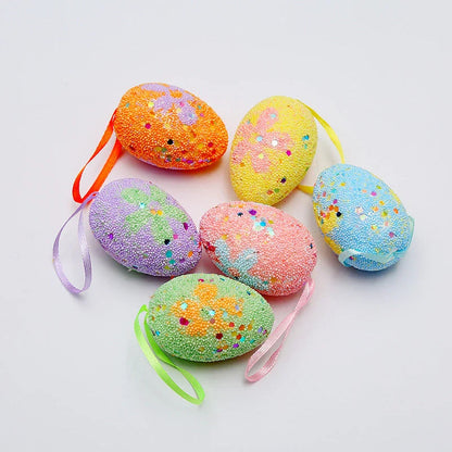 Colorful, hand-painted DIY Easter egg ornaments made of durable plastic for festive holiday decor