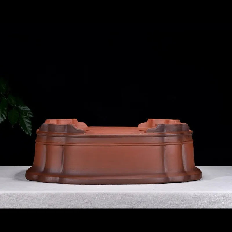 Chinese-style antique finish purple clay flowerpot measuring 71cm long by 54cm wide by 23cm high