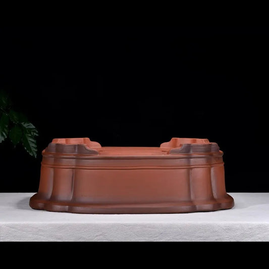 Chinese-style antique finish purple clay flowerpot measuring 71cm long by 54cm wide by 23cm high