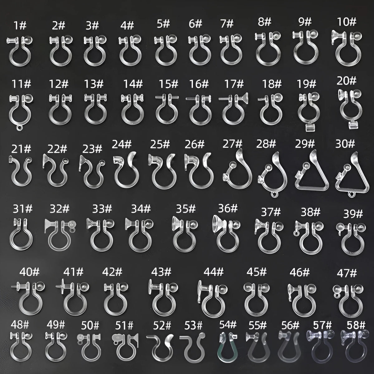 Transparent U-shaped plastic resin ear clip converter for stud earrings, unisex, single piece
