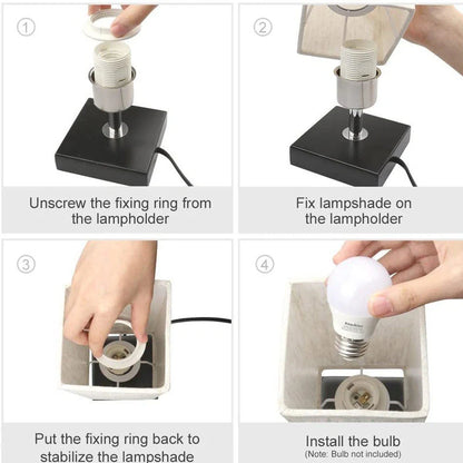 Modern square table lamp with linen cloth cover and petal-shaped design measuring 10.5cm